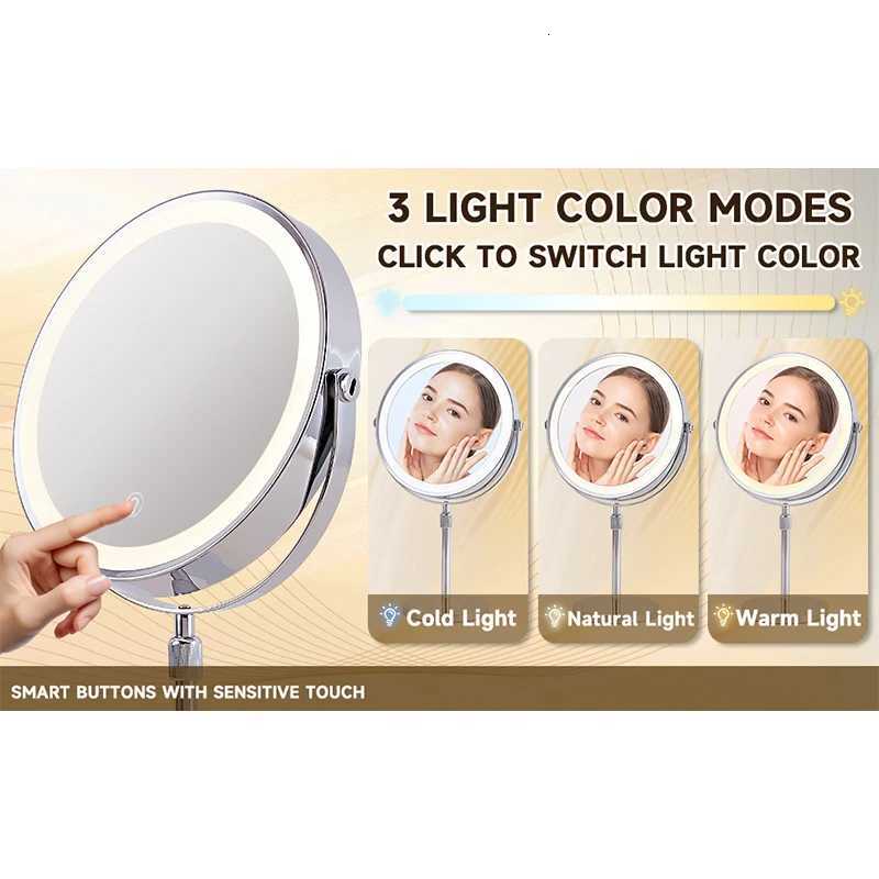 8 Inch LED Makeup Lights with Mirror 5X Magnification Double-Side High-Definition 3 Color Lights Source Vanity Lamp StandingT251213