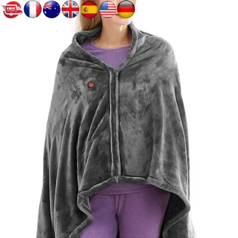 USB Electric Heated Blanket 3 Heating Levels Fleece Heated Blanket Portable Heated Blanket Cape for Household and Office Y251212