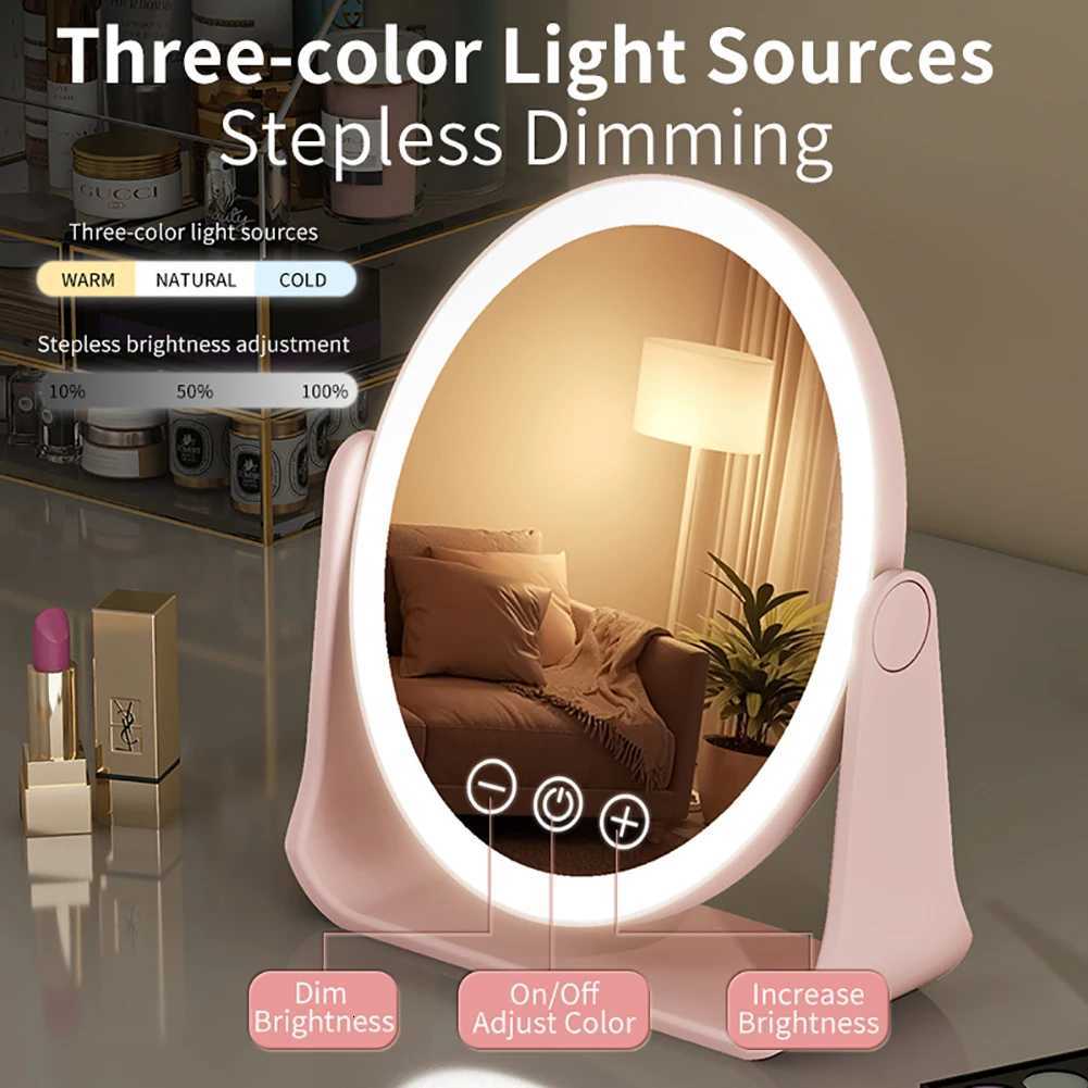 3 Colors LED Makeup Mirror Smart Eversible Dimmable Touch Screen Cosmetic Mirrors Electric Rotatable Makeup Beauty for TabletopT251213