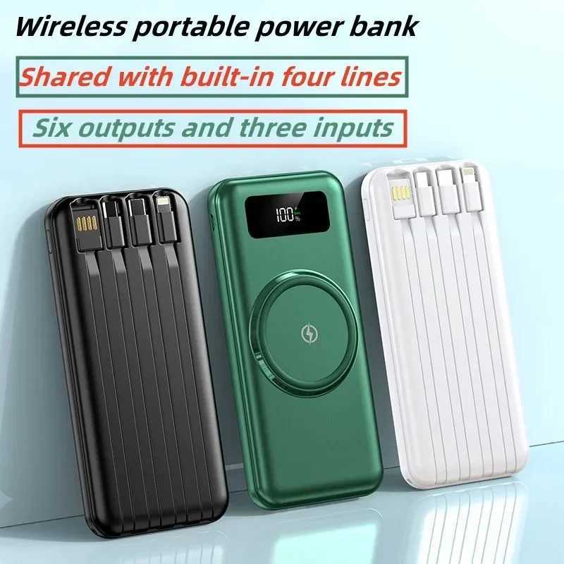 Wireless Power Bank with Large Capacity of 20000 MAh Fast Charging Android Universal Built-in Cable Mobile Power ply H251213