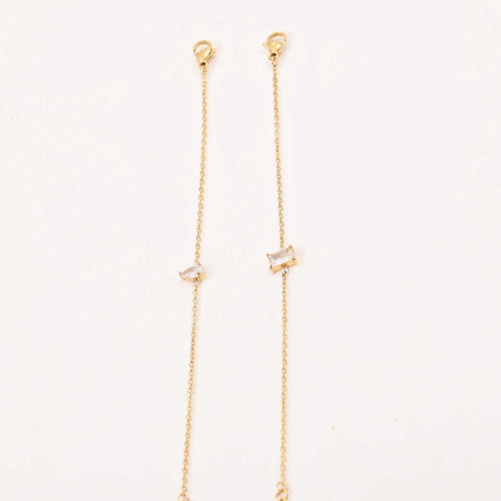 New Summer Stainless Steel Shinny White Zircon Chain s For Women Simple Party Jewelry Boho M251213