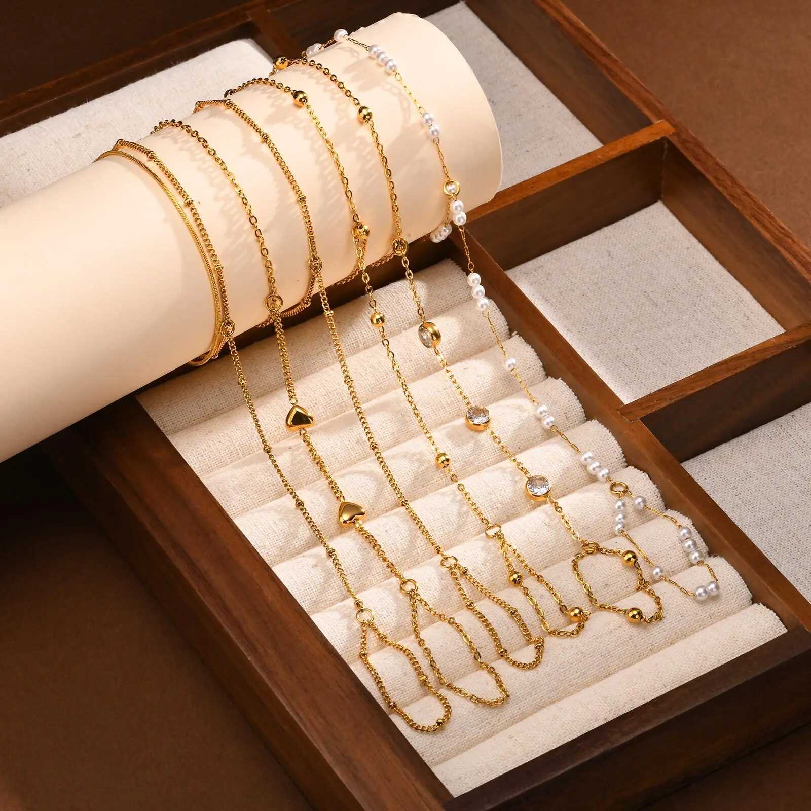 Vnox Stainless Steel Beads Link Chain Finger s For Women New Fashion Finger Hand Chain Jewelry Gifts M251213