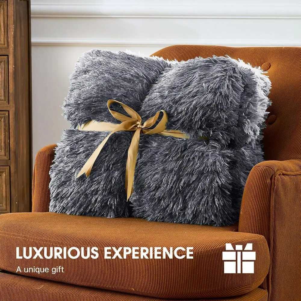 Queen Size Faux Fur Electric Blanket with Sherpa Dual Controls 10 Heat 5 Timer Settings 84x90 Inches Warm Winter Gift Y251212