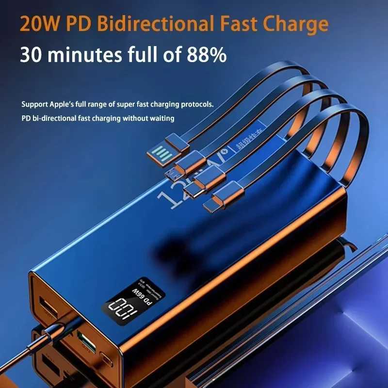 120W 50000mAh High Capacity Power Bank 4 in 1 Cables Fast Charging Power Bank Portable Charger For iPhone H251213
