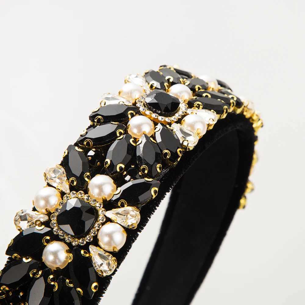 European and Retro Court Style Baroque Heavy Industry band With Veet Fabric Wide Edge Inlaid With Pearl band Y251213