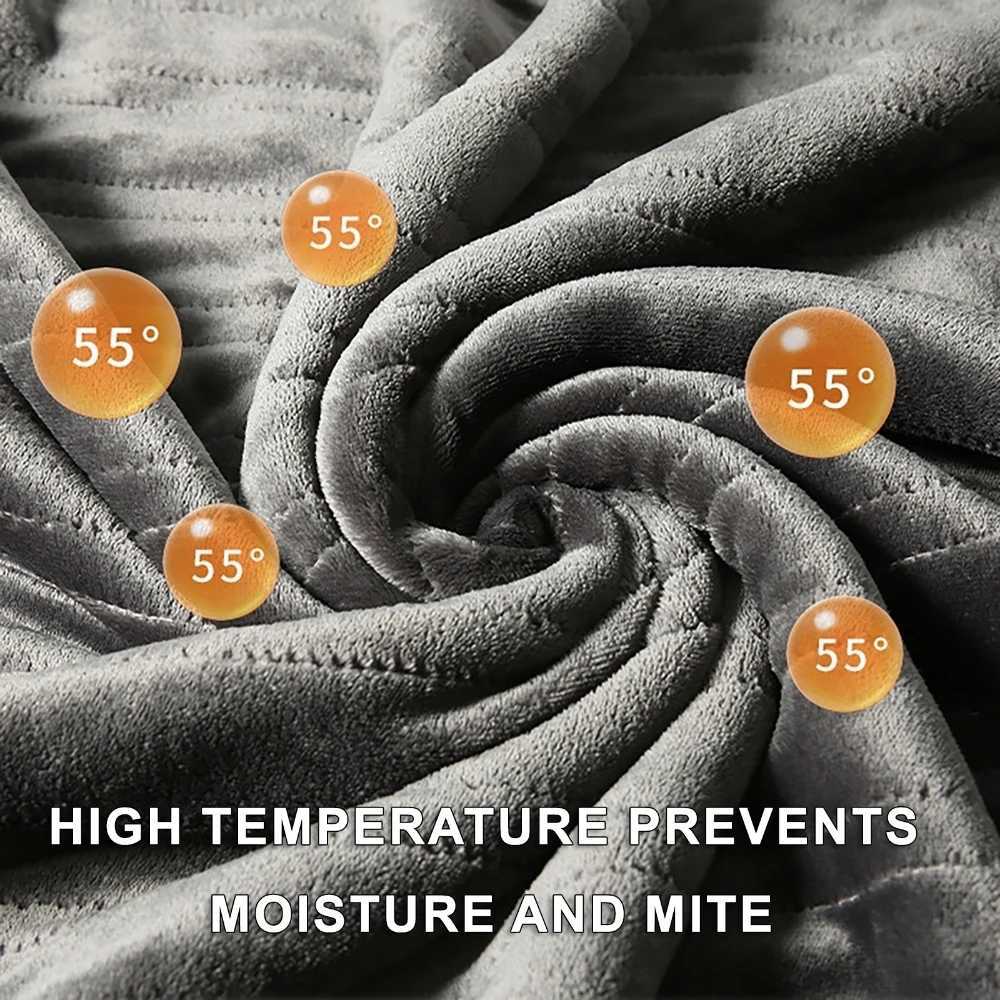 Washable Carbon Fiber Electric Blanket Far-infrared Heating Warmer Soft Flannel Blanket 8 Heating Levels 12 Hours Timed auto-Off Y251212