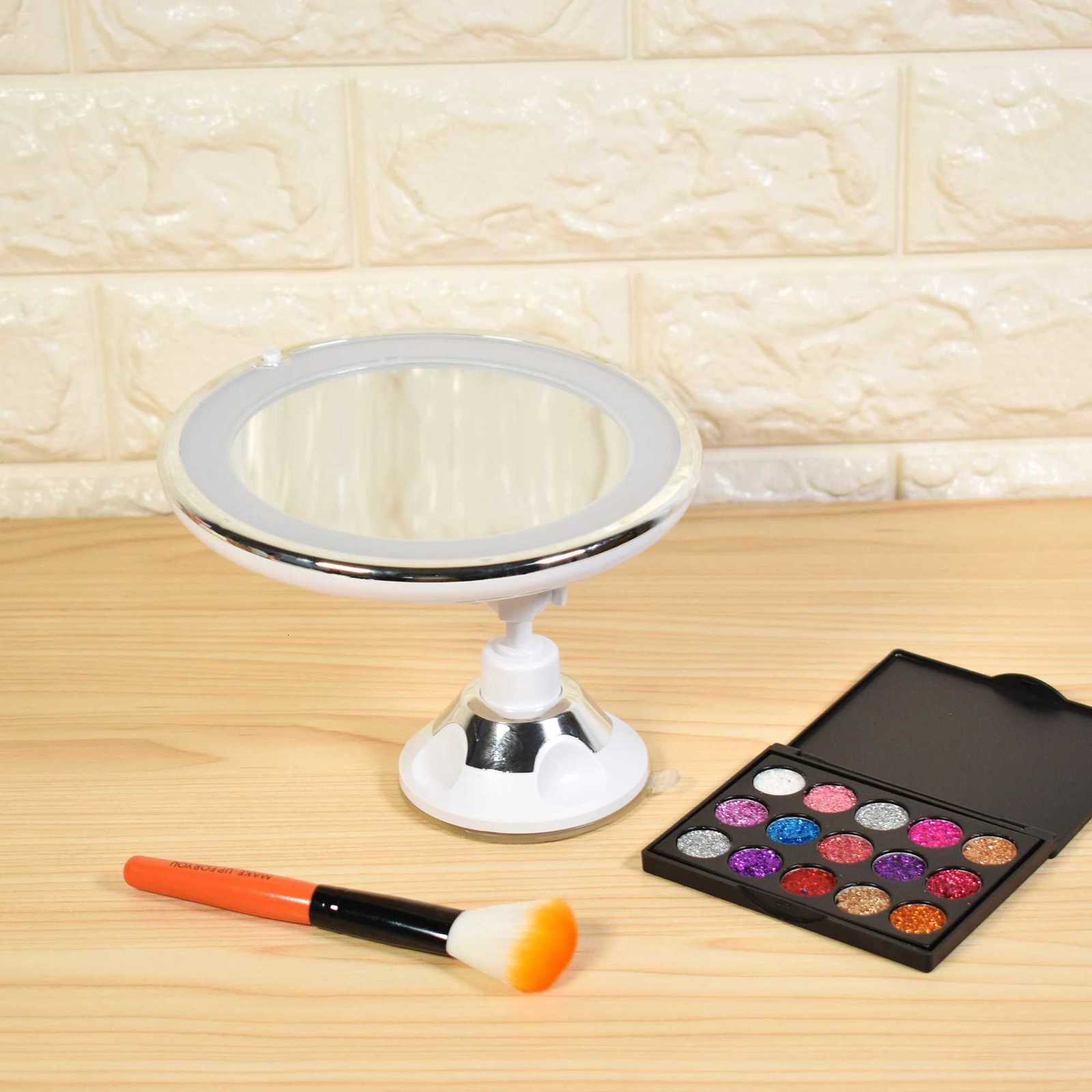 10x Magnifying Makeup Mirror With Led Light 360 Degree Rotating Cosmetic Vanity Makeup Mirror Suction Cup Bathroom Shower MirrorT251213