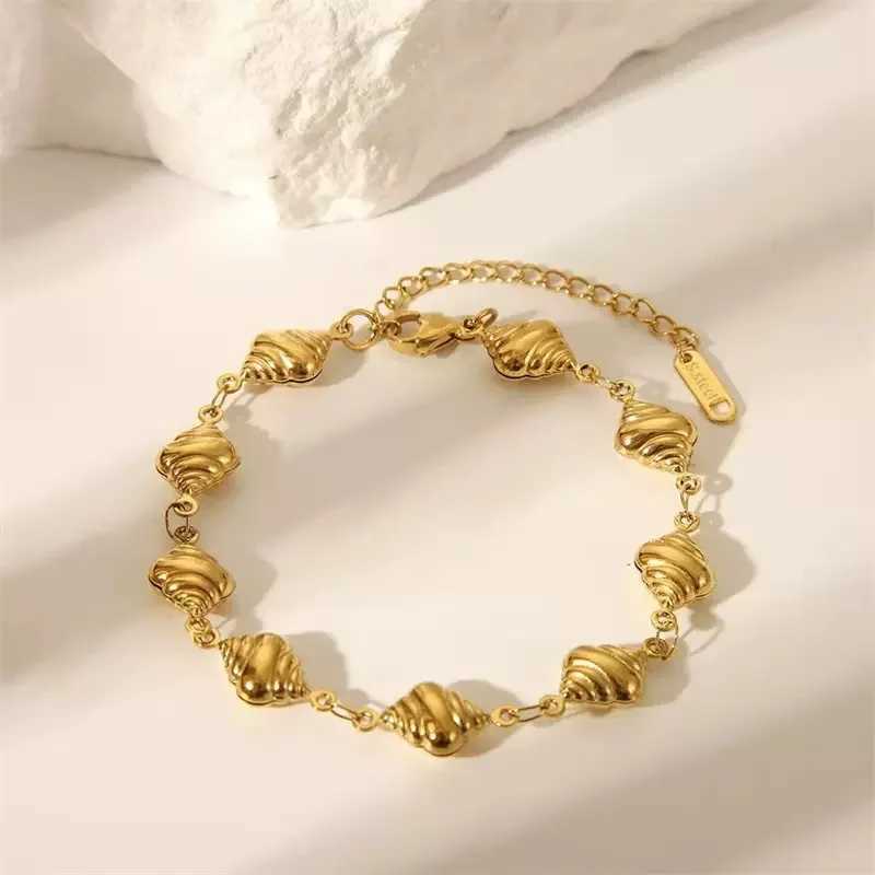 Summer Jewelry 18K Gold Plated Adjustable Stainless Steel Ocean Conch Shell for Women M251213