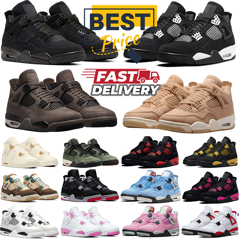 Designer 4 4s Basketball shoes Men Women Cave Stone 4s Cozy Girl Worn Blue Military Black Cat Red Thunder University Blue Sport Trainers