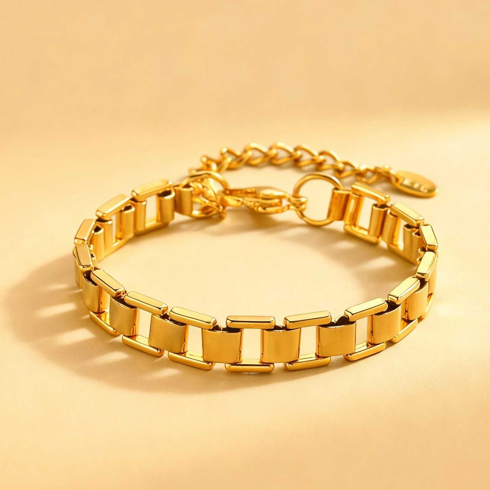 Fashion Womens StrAP Chain Gold Plated StainlESS Steel Chunky Link Chain s Punk Jewelry Gift M251213