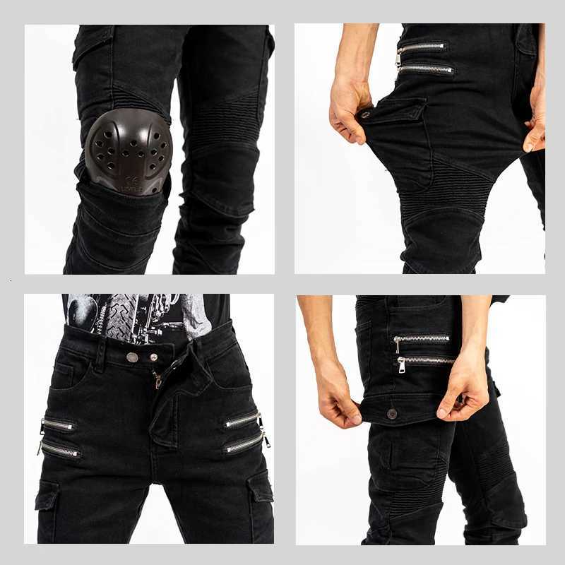New Double Zipper Metal Style Motocross Moto Trousers Men For Woman Outdoor Riding Jeans With Protective Gear Motorcycle Pants H260411
