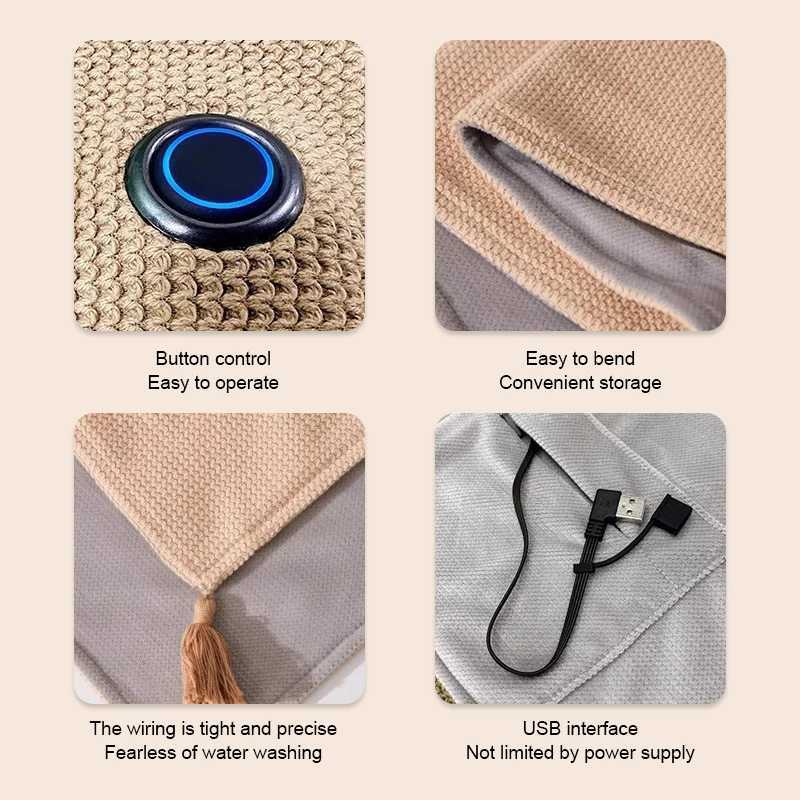 Graphene Electric Heating Blanket USB Washable Heating Shawl Portable Heating Blanket for Home Office Outdoor Use Y251212