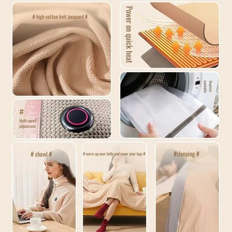 Heated Shawl Wearable Electric Blanket Portable Soft Washable Cape USB Heating Nap Blanket Multi-temp Knee Wrap for Women Men Y251212