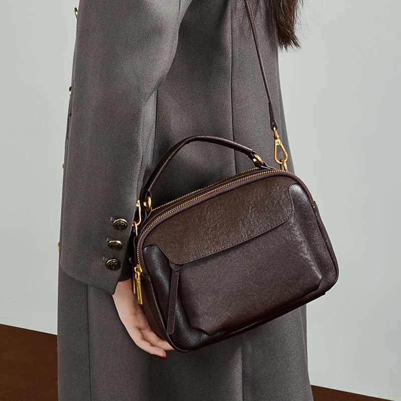 Burminsa Vintage Genuine Leather Pillow Tote Handbags For Women 2025 Luxury Designer Boston Work Ladies Shoulder Crossbody BagsT251213