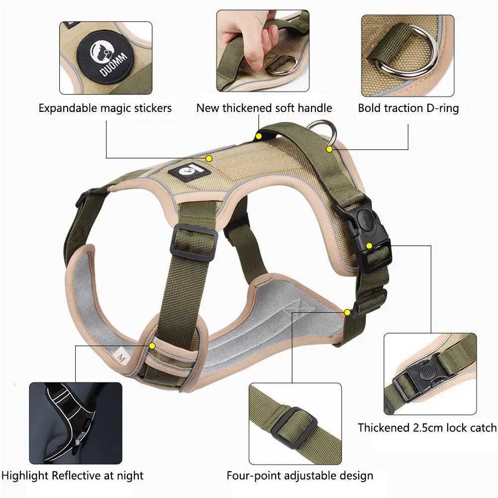 Medium Large Dog Harnesses Collar Labrador Army Reflective Adjustable Harness Oxford Cloth Pet Vest Training Hound Walk the Dog M251213