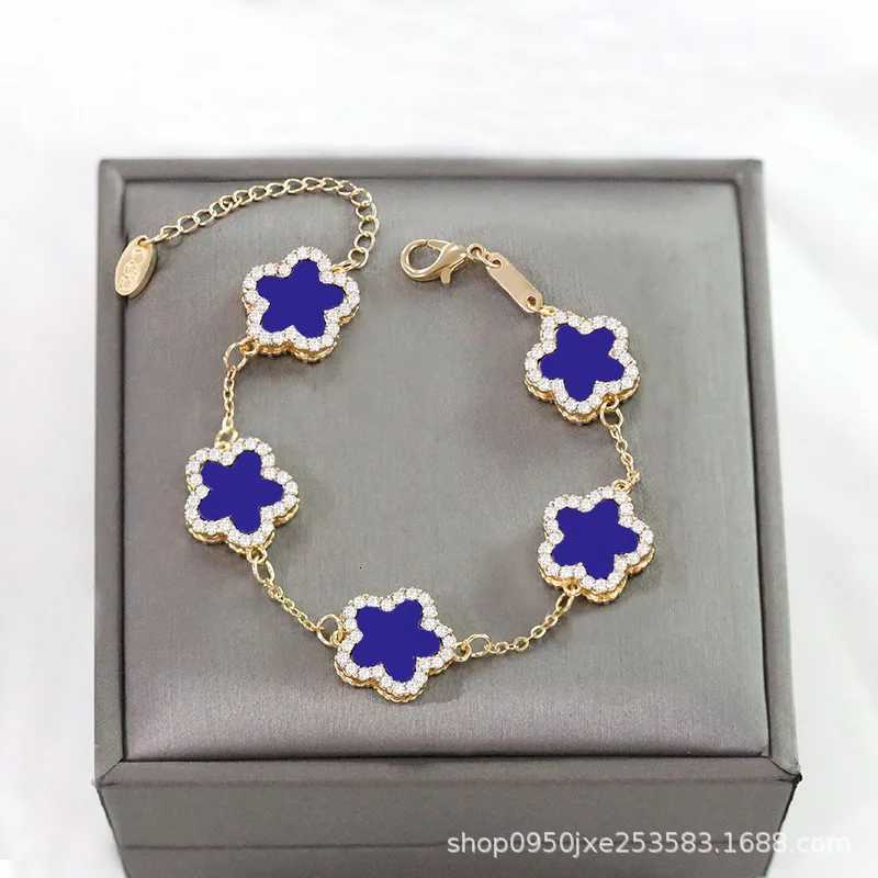 Lucky Five Flower Copper Zircon For Woman Luxury Double-Sided Plum Blossoms Adjustable Charm Chain Party Jewelry M251213