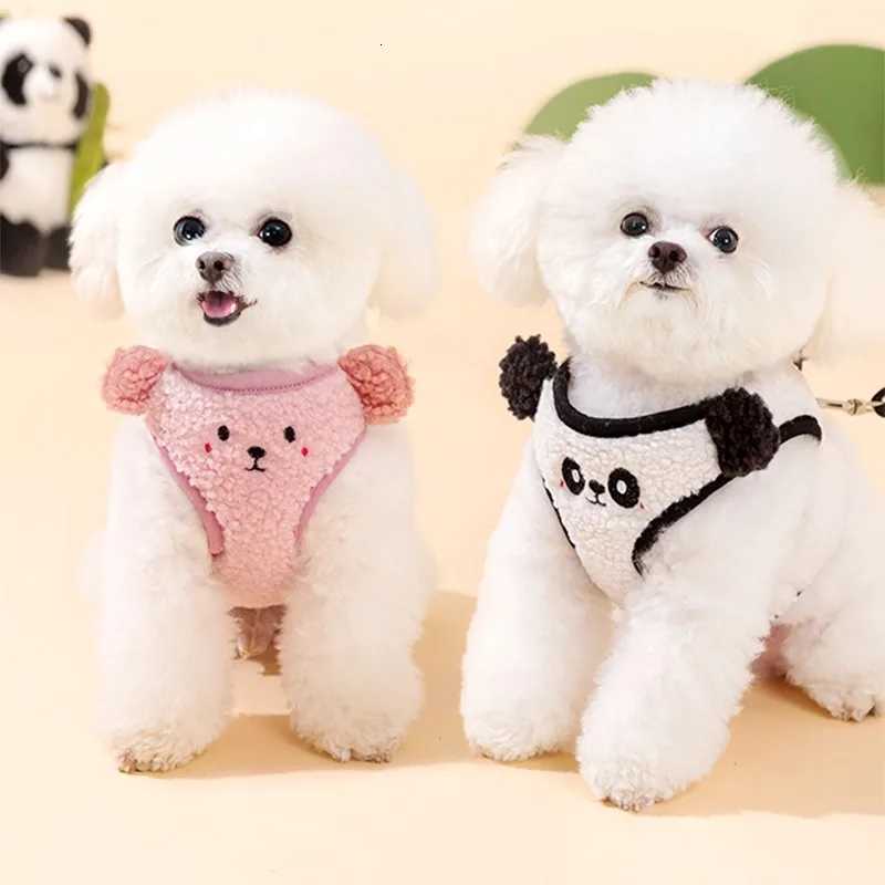 Cute Animal Dog Harness Pet Fleece Dog Vest Autumn Winter Dog Warm Clothes Puppy Harness and Leash Set Chihuahua Bichon Costume M251213