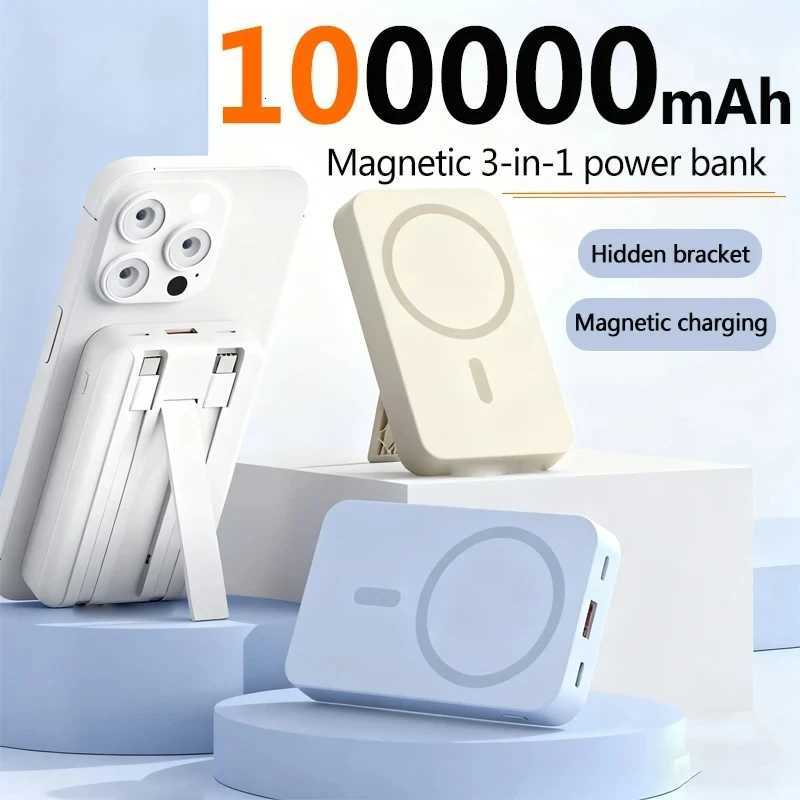 100000mAh Suction Wireless Power Bank Fast Charging Portable Thin External Battery for For iPhone 2026 New H251213
