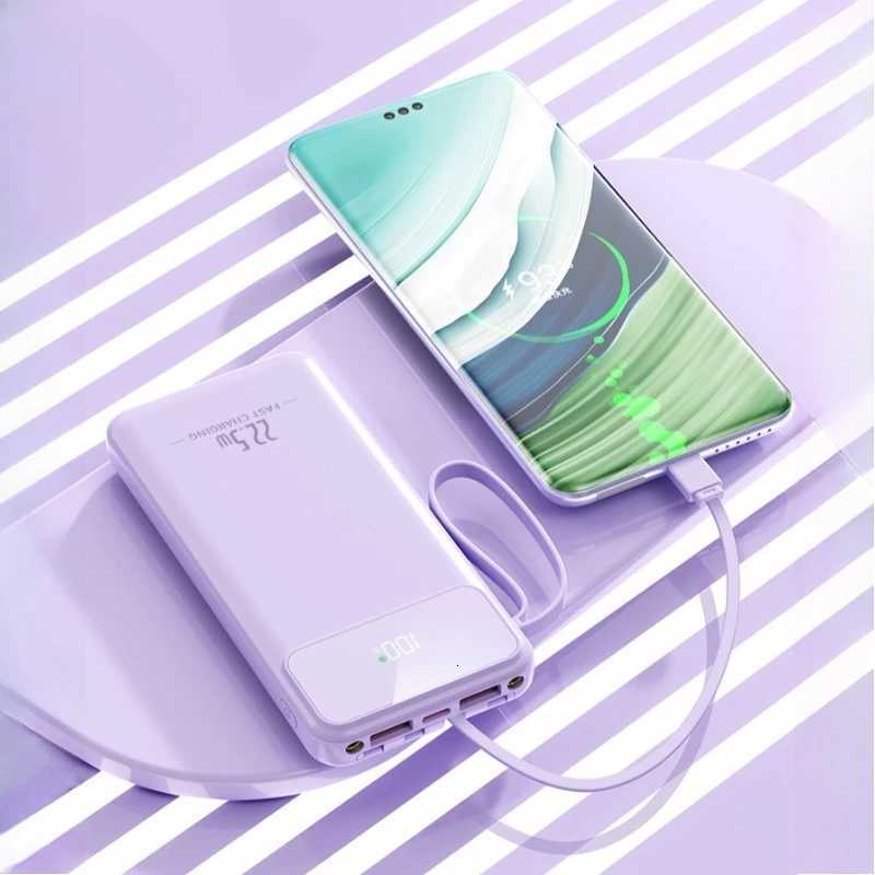 Certified Fast Charging Power Bank with Built-in Cable Digital Display Slim 10000mAh 20000mAh Portable Charger H251213