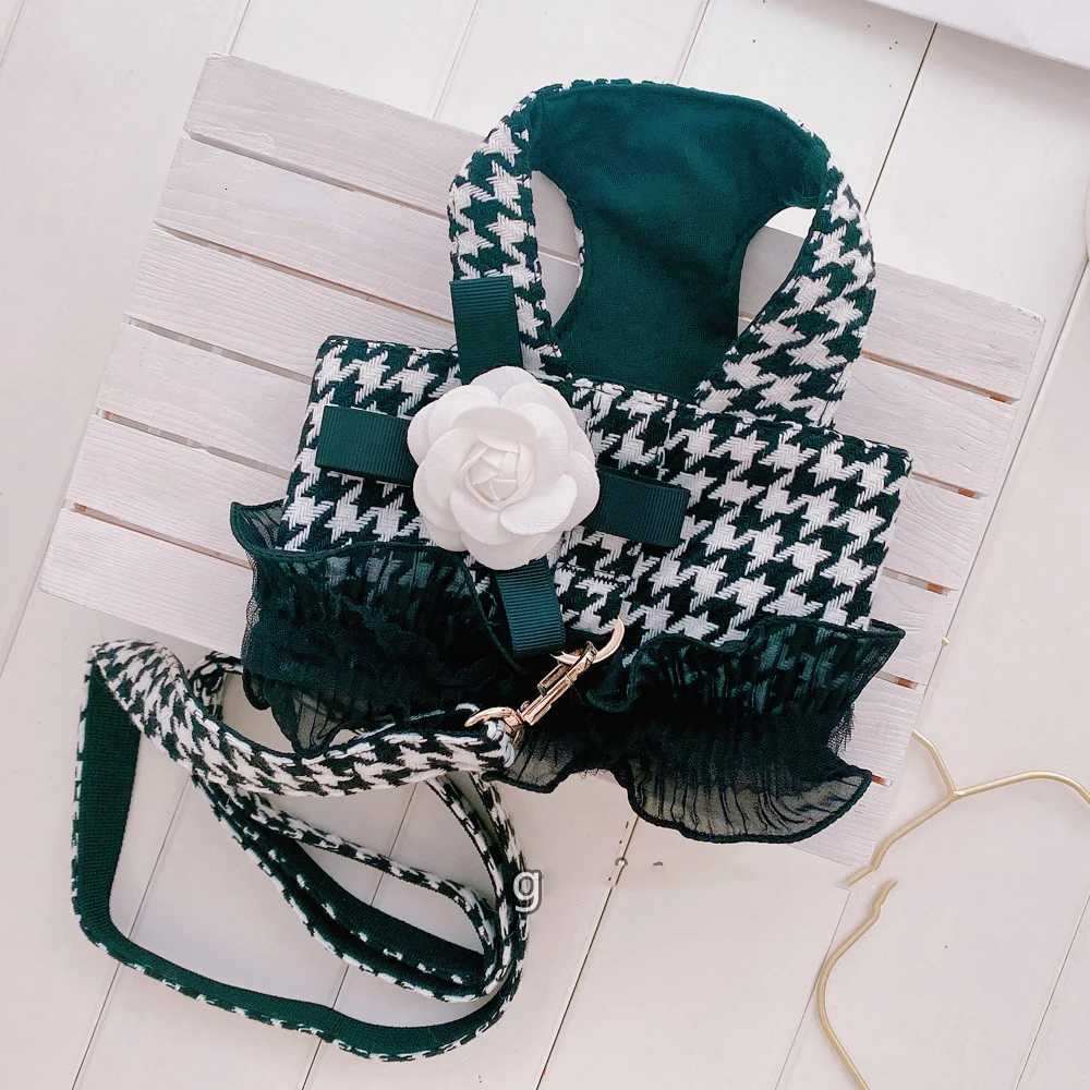 Luxury Lady Pet Harness Vest Dress Lead Set With Tutu Lace Skirt Out Party Wedding Dog Small Puppy Collar Costume Chihuahua Pugs M251213