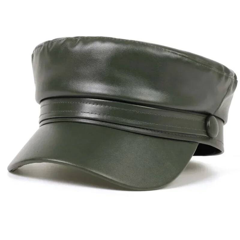 Ladies New Trendy Casual Pu Leather Flat Top Beret Women Men Octagon Hat Hot Sale ddmythur