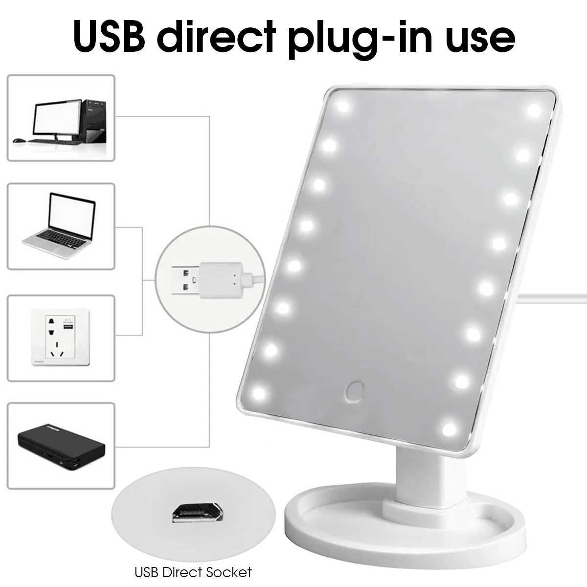 Lighted Makeup Mirror Square Battery USB Rechargeable Dual-use Beauty Mirror Touch Screen Vanity Mirror BrightnesT251213