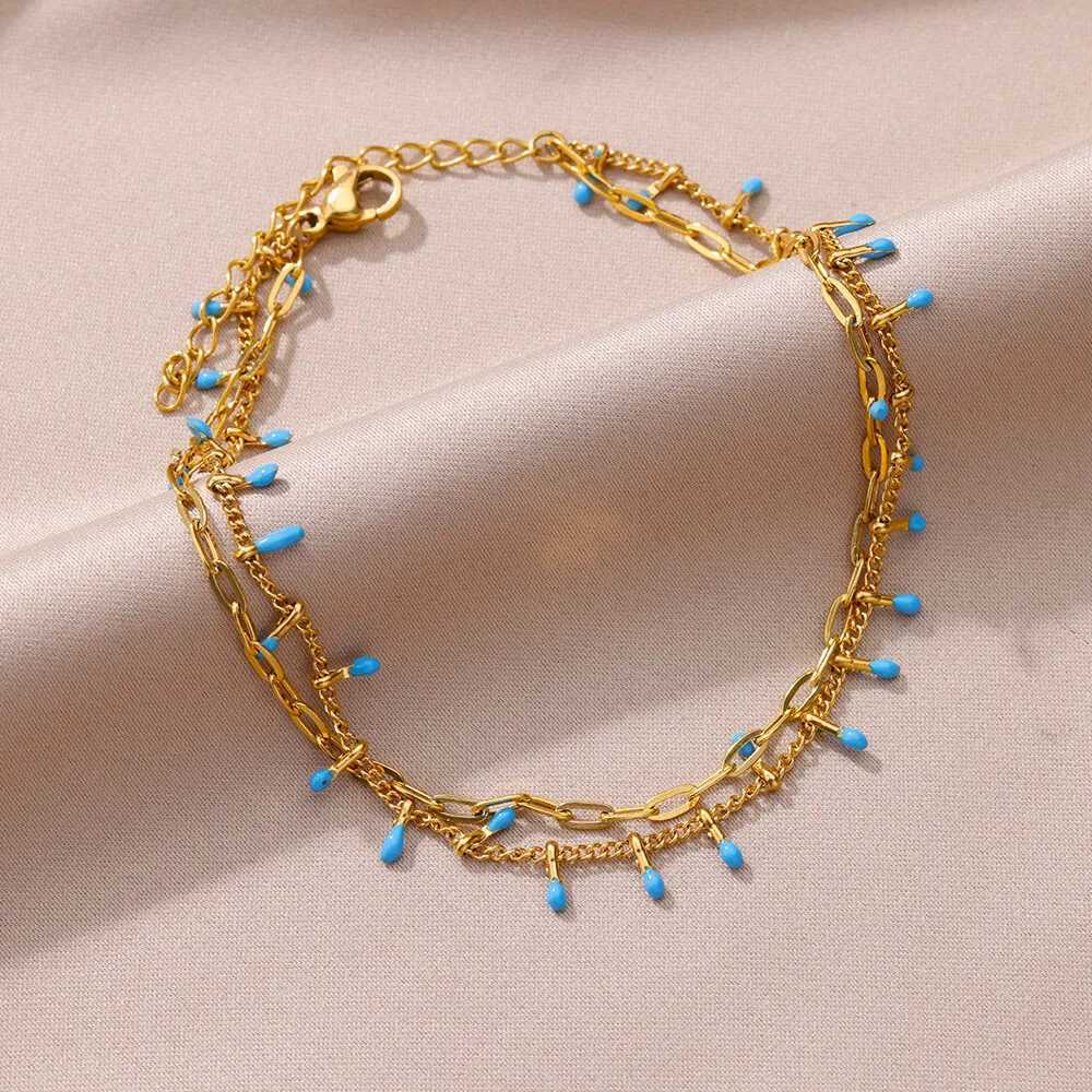 Bohemian Beads Chain Anklets for Women Stainless Steel Retro Ankle Foot Charm 2024 New Trend Summer Beach Accessories Jewelry M251213