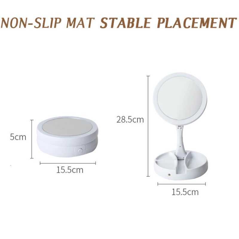 Dry Battery/USB Dual Purpose Double-Sided Mirror LED Makeup Mirror Portable Makeup Mirror Makeup Light With 10XMagnificationT251213