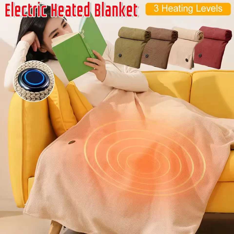 Winter USB Electric Heated Blanket Wearable 3 Heating Level Heated Shawl Portable Body Warmer Blanket for Home Office Sofa Shawl Y251212