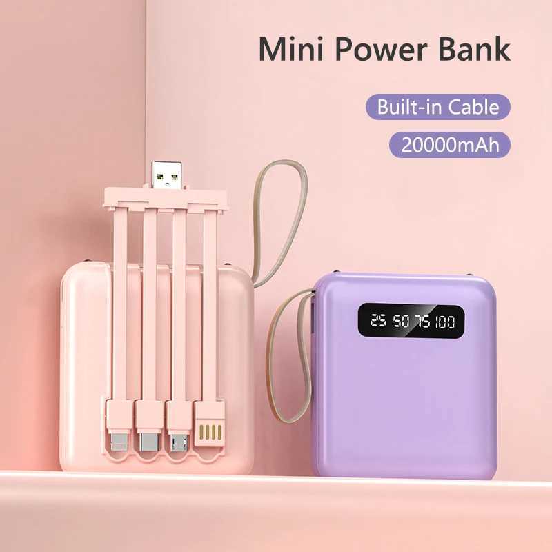 20000mAh Power Bank Fast Charge Mini Mobile External Battery Charger for iPhone 15 Powerbank with 4 Cable H251213