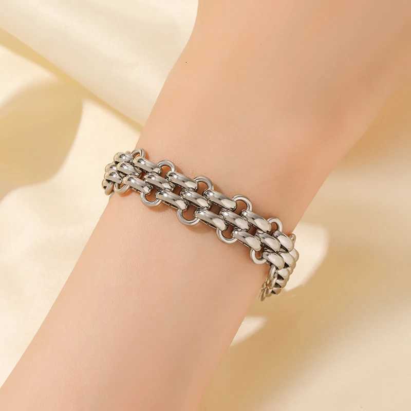 EILIECK 316L Stainless Steel Silver Color Chain Thick Bangle Waterproof Jewelry Statement Metal Wrist Chain Girls Gift M251213