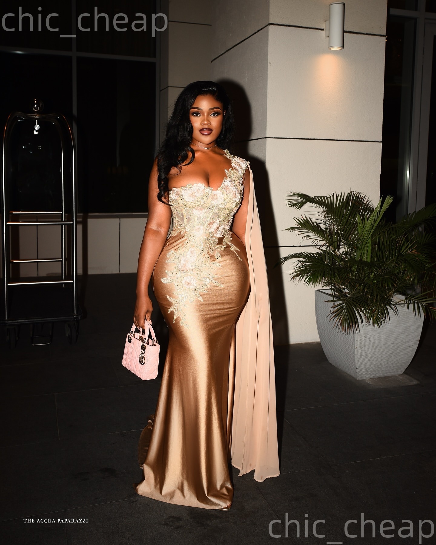 Aso Ebi Champagne Mermaid Prom Dresses 2026 One Shoulder Lace Satin Evening Formal Party Second Birthday Engagement Gowns Plus Size Dress For Special 