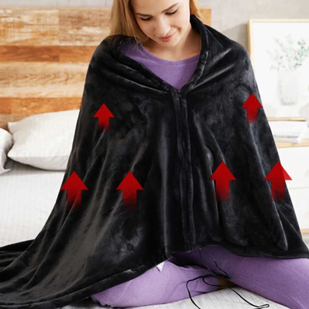 USB Heated Shawl Electric Heating Blanket 3 Heating Level Wearable Heated Poncho Throw Portable Poncho Wrap for Home Office Y251212