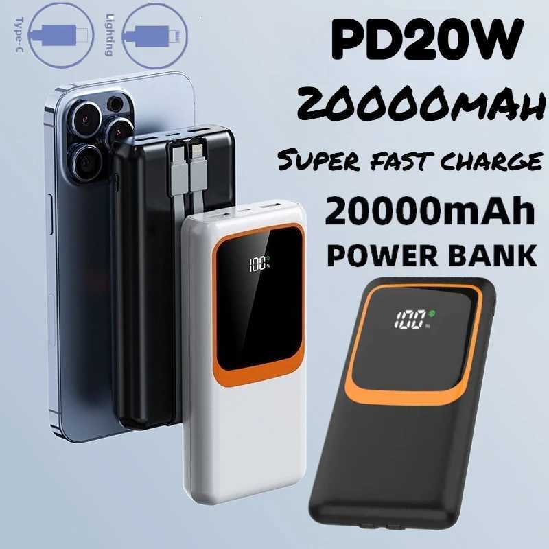 20000mAh Large Capacity Power Bank Built-in Cable 10000mAh 225W USB C Fast Charging External Spare Battery For iPhone 14 H251213