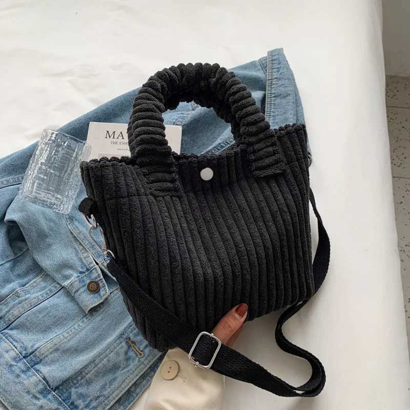Womens handbag winter corduroy handbag small foreign texture one shoulder crossbody handbag simple bucket bagT251213