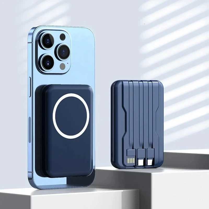 New 10000mAh Magnetic Wireless Fast Charger Power Bank Portable for Sndroid Universal Built-in Cable Mobile Power H251213