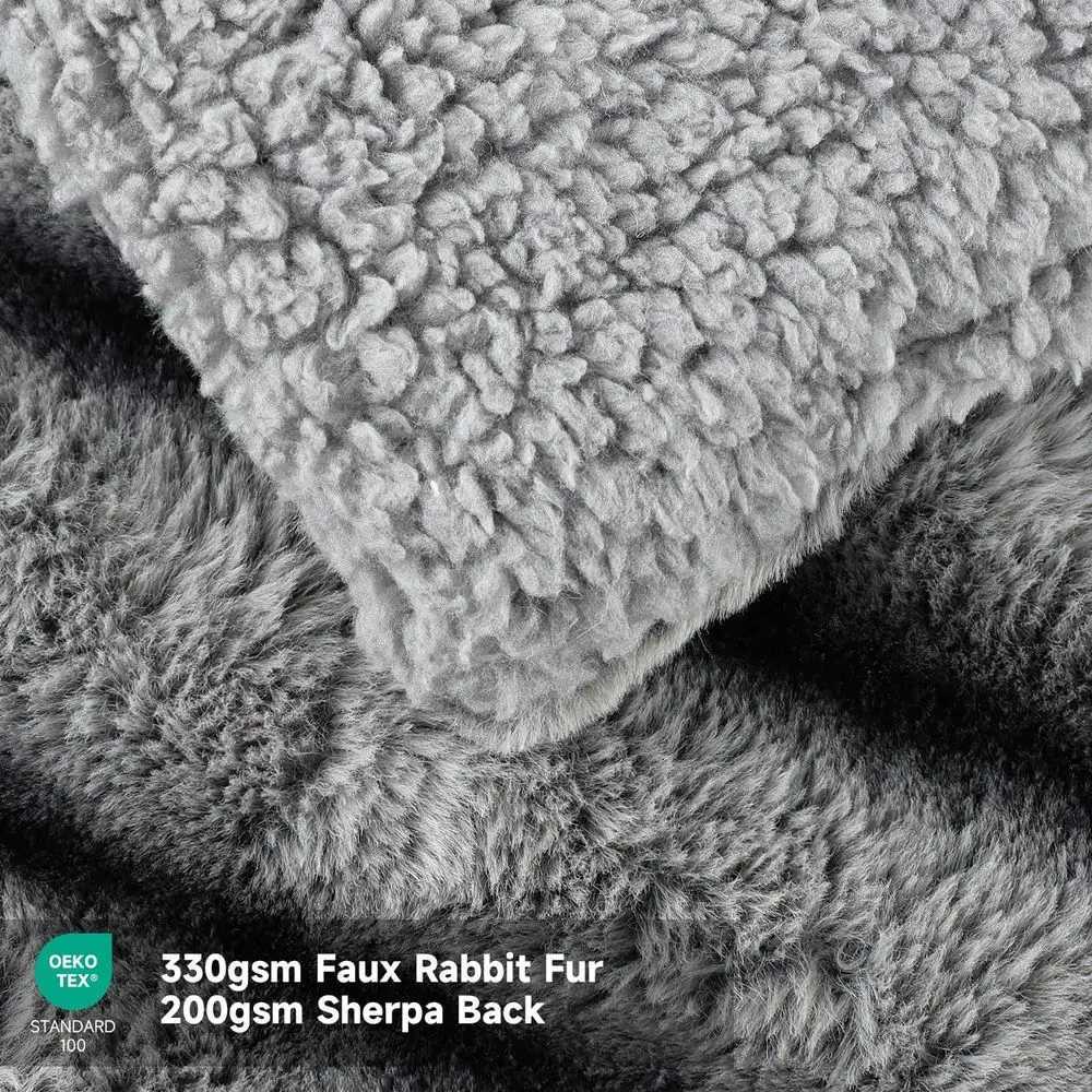 King Size Electric Faux Fur Blanket - 100x90 with 5 Heat Settings 10-Hour Auto-Off Grey Y251212