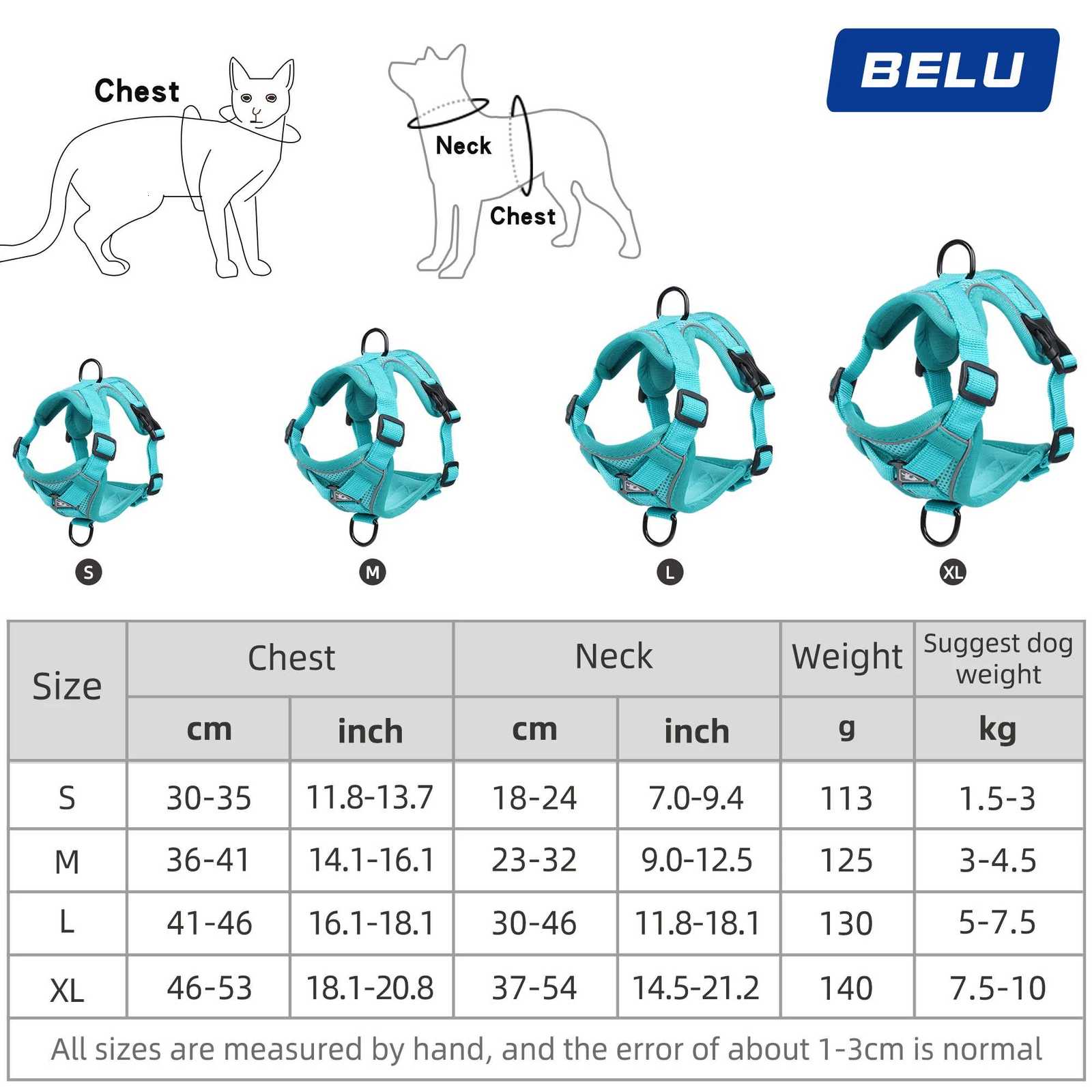 Reflective Dog Harness Vest Breathable Adjustable Easy To Wear for Small Medium Dogs with Free Leash Set Enhanced Safety M251213