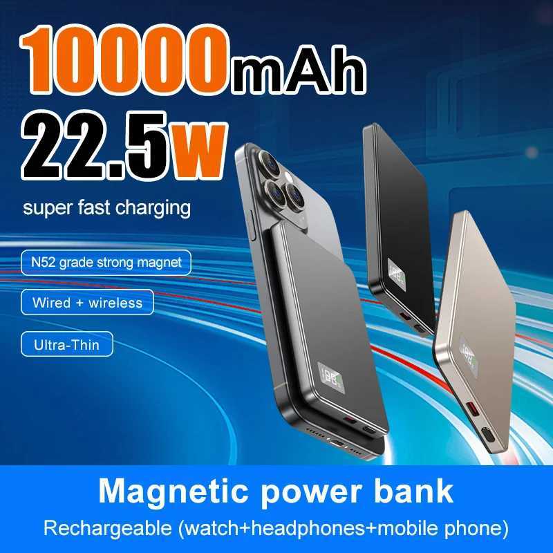 10000mAh tra Thin Wireless Magnetic Power Bank Fast Charging Built in Cable Digital Display Pd225w er fast charge H251213