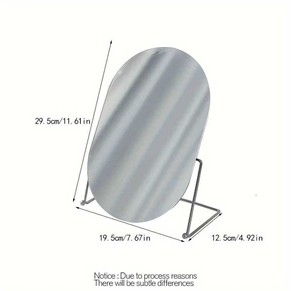 Oval Tabletop Vanity Mirror 1pc Nordic Style Iron Art Makeup Mirror Portable Desk Counter Top Mirror for Office Bathroom ShavT251213