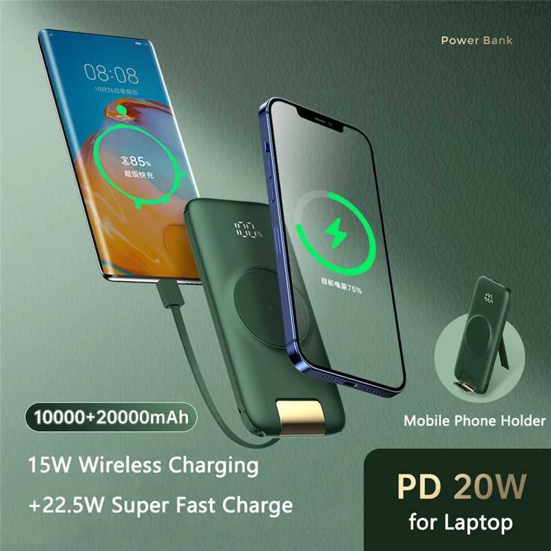 15W Fast Wireless Charger Power Bank 20000mAh 225W QC PD 30 Fast Charging Powerbank for iPhone 16 P50 Poverbank H251213