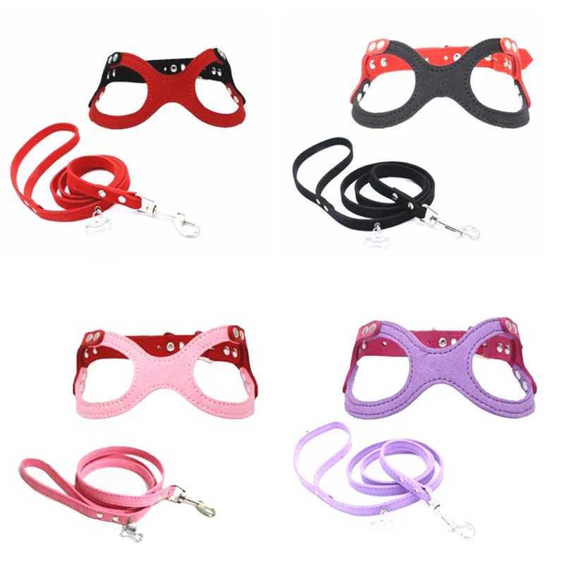 New Pet Dog Harness Soft Leather Dog Harness Leash Cute Glass Pattern Harness Attaching Strong Leash For Different Breeds S M L M251213
