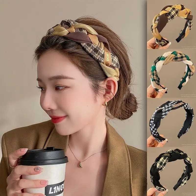 Retro Twist Plaid band for Wen Korean Style Elegant Fashion Girl Face Haiand Y251213