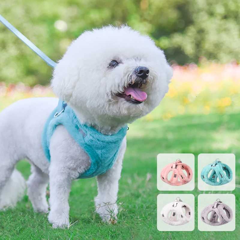 Winter Puppy Dog Harness and Leash Sets Warm Rabbit Plush Pet Harnesses for Small Dogs Cats Pomeranian Yorkshire arnes perro M251213
