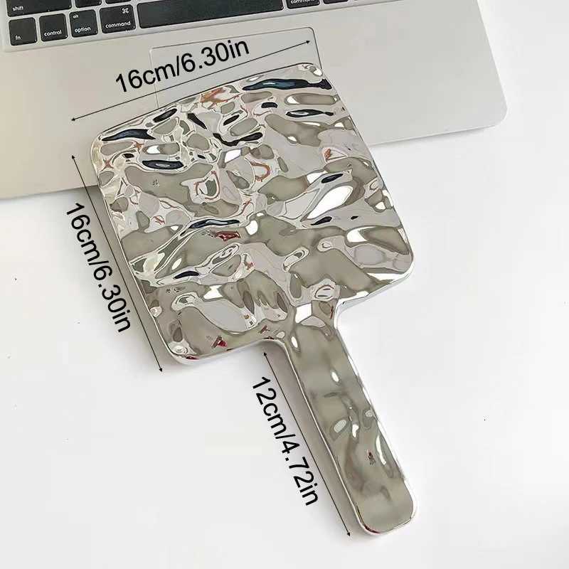1PCS Electroplated Handle Makeup Mirrors Beauty Portable Round Hand Square Hand S/M/L Make Up MirrorT251213