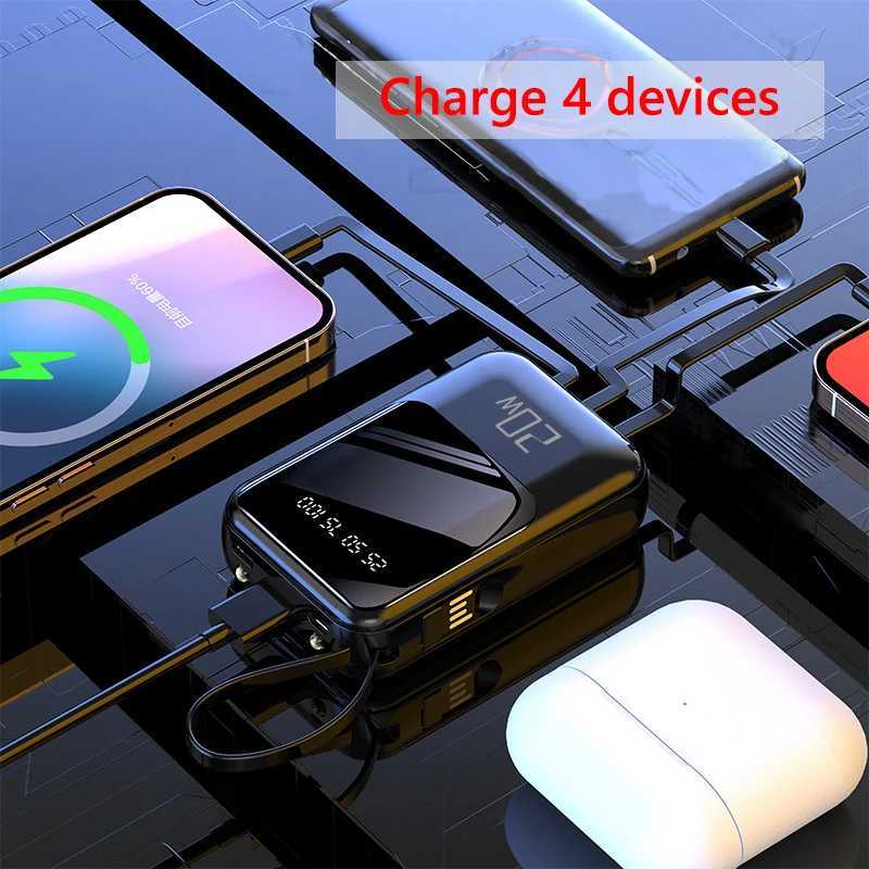 20000mAh Power Bank Suitable IPhone Portable Battery Fast Charging Built-In with 4-Wire Digital Display External H251213