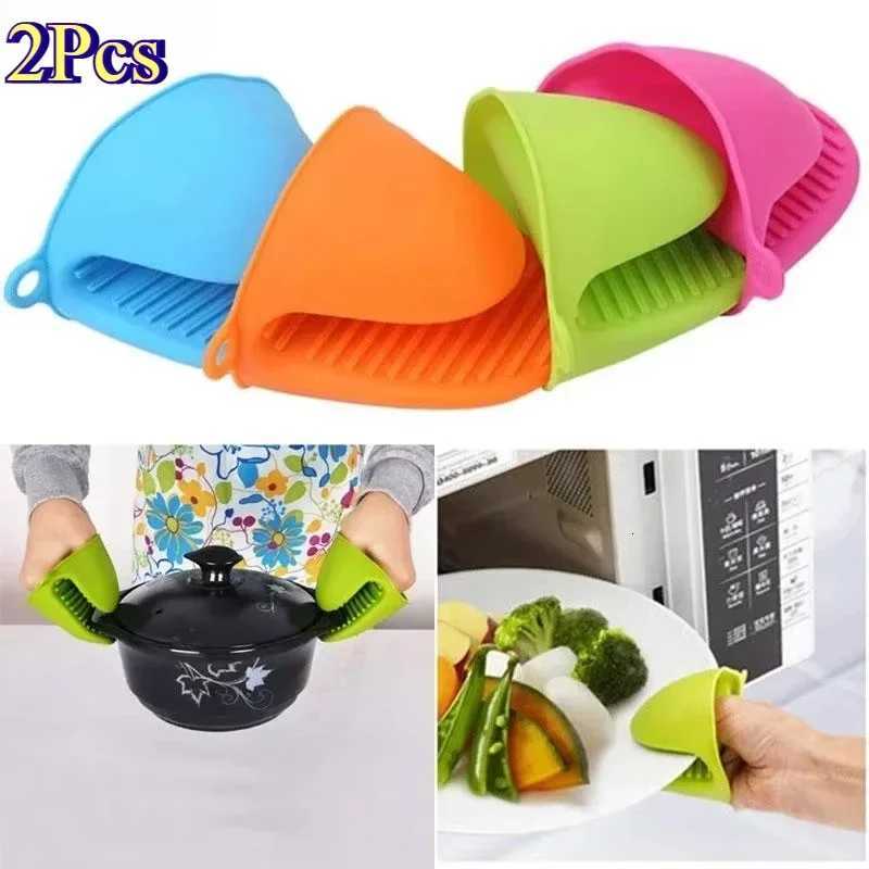 2Pcs Oven Gloves Silicone Heat Resistant Cooking Pinch Mitts Potholder for Kitchen Cooking Baking H251212