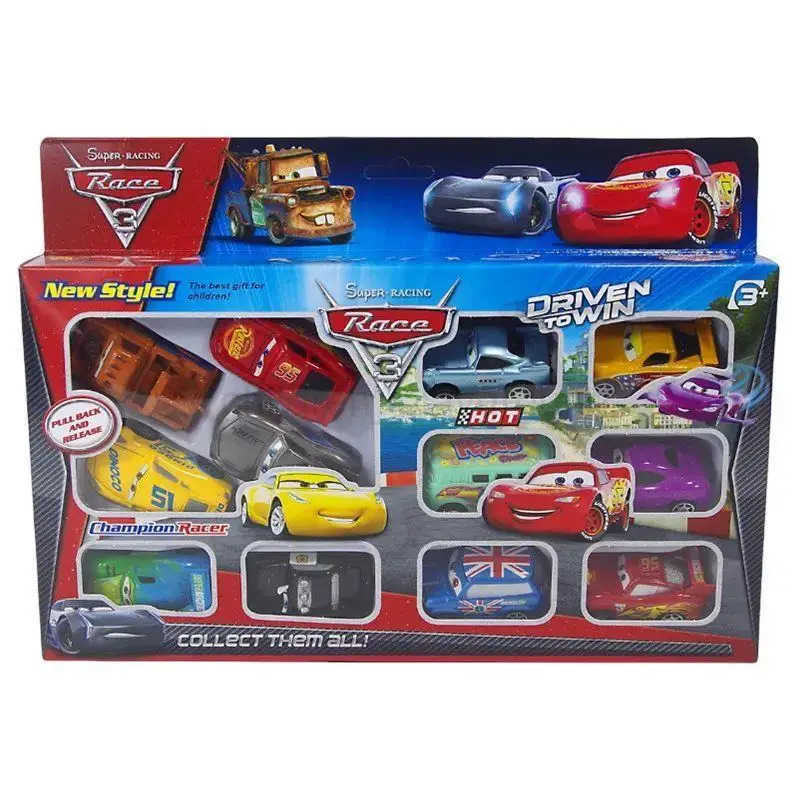 Disney 12pcs/Set Pixar Cars Lightning Mcqueen Jackson Storm Mater Pvc Model Back-Force Car Toy For Kids Birthday Gift Set H251213