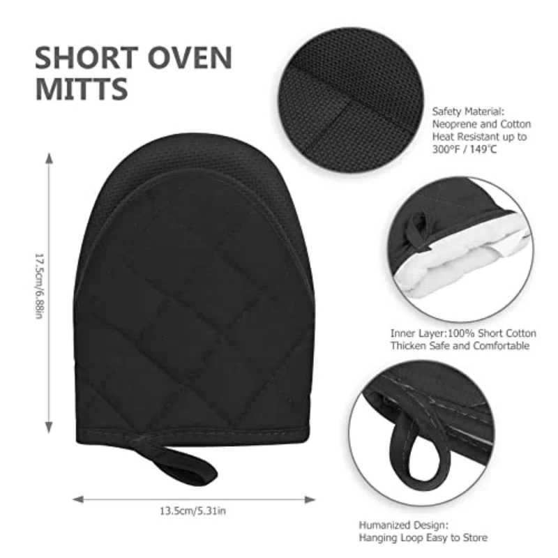 Oven Mitts 500F Heat Resistant Oven Mitts Non-Slip Grilling Mitts Kitchen Safe Cooking Mitts H251212