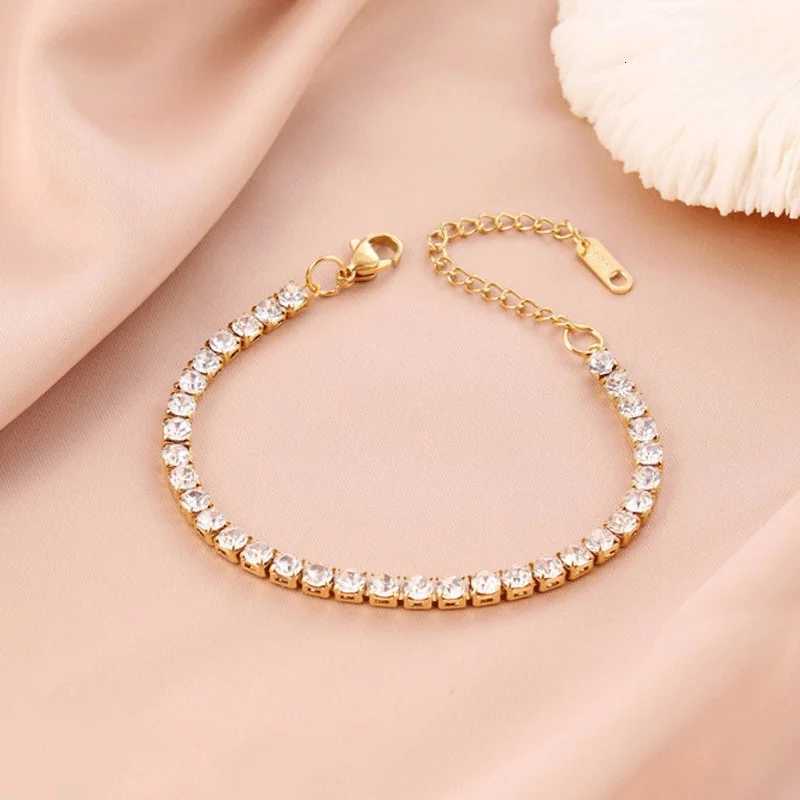 316L Stainless Steel White Sparkling Zircon Chains For Women Fashion Girls Wrist Jewelry Gifts M251213